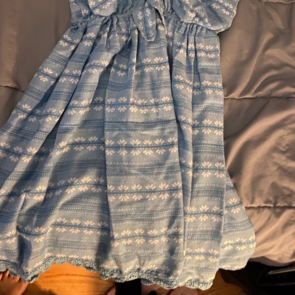 Light Blue Tie Front Summer Dress